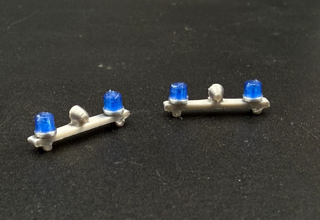 2 Pack 1/87 HO Scale Blue Mars Skybolt Beacon Lightbar Speaker Police 8717B3