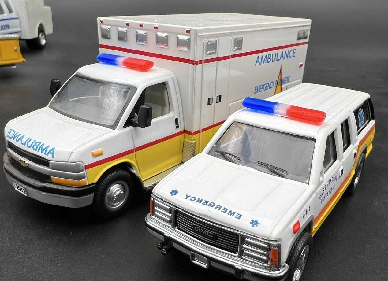 2 Pack 1/64 Blue Red Federal Signal Aerodynic Lightbar Greenlight Police Sheriff3