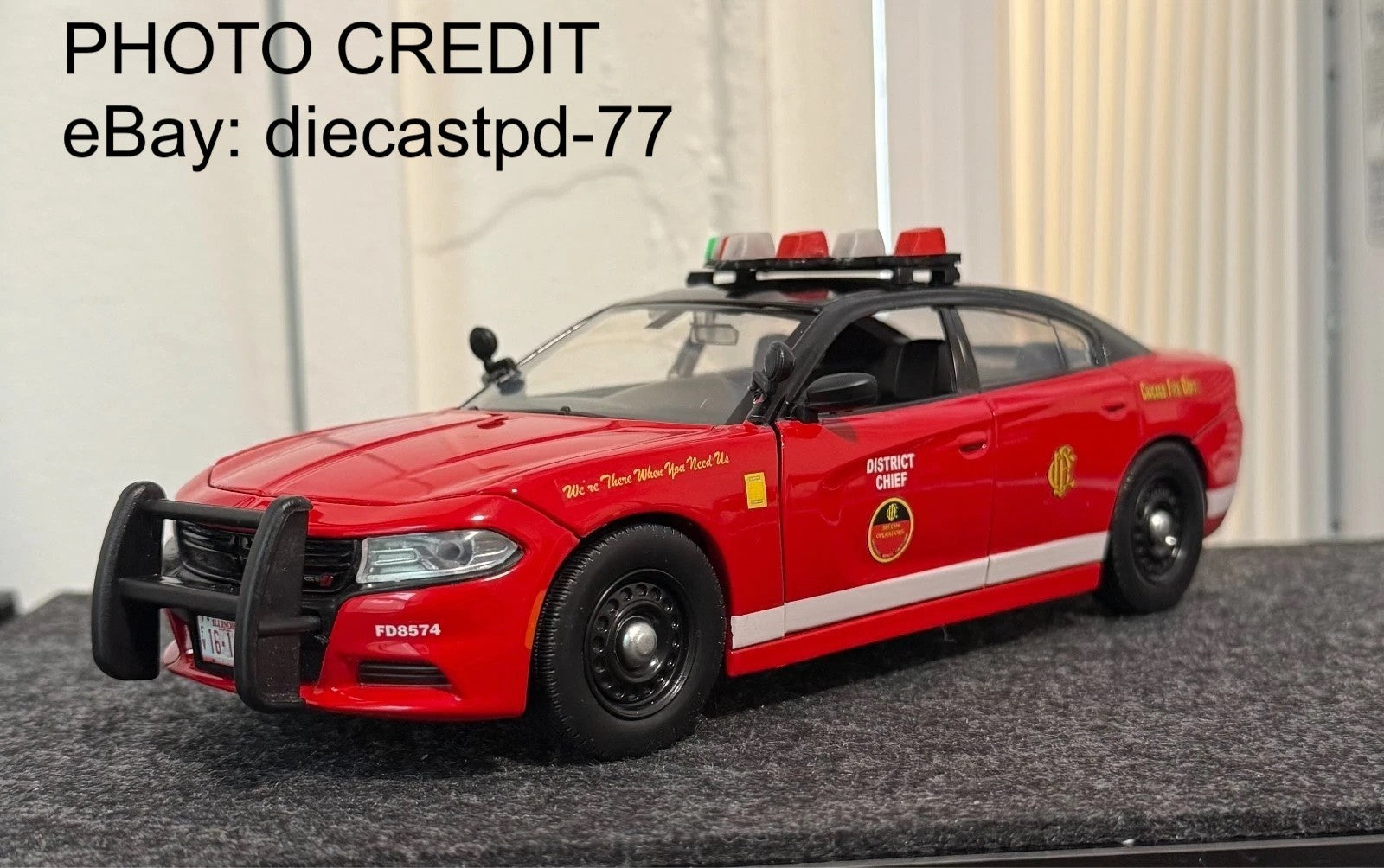 1/24 LED Ready Chicago Fire Federal Signal Vector Vision Lightbar Car CFD Green10