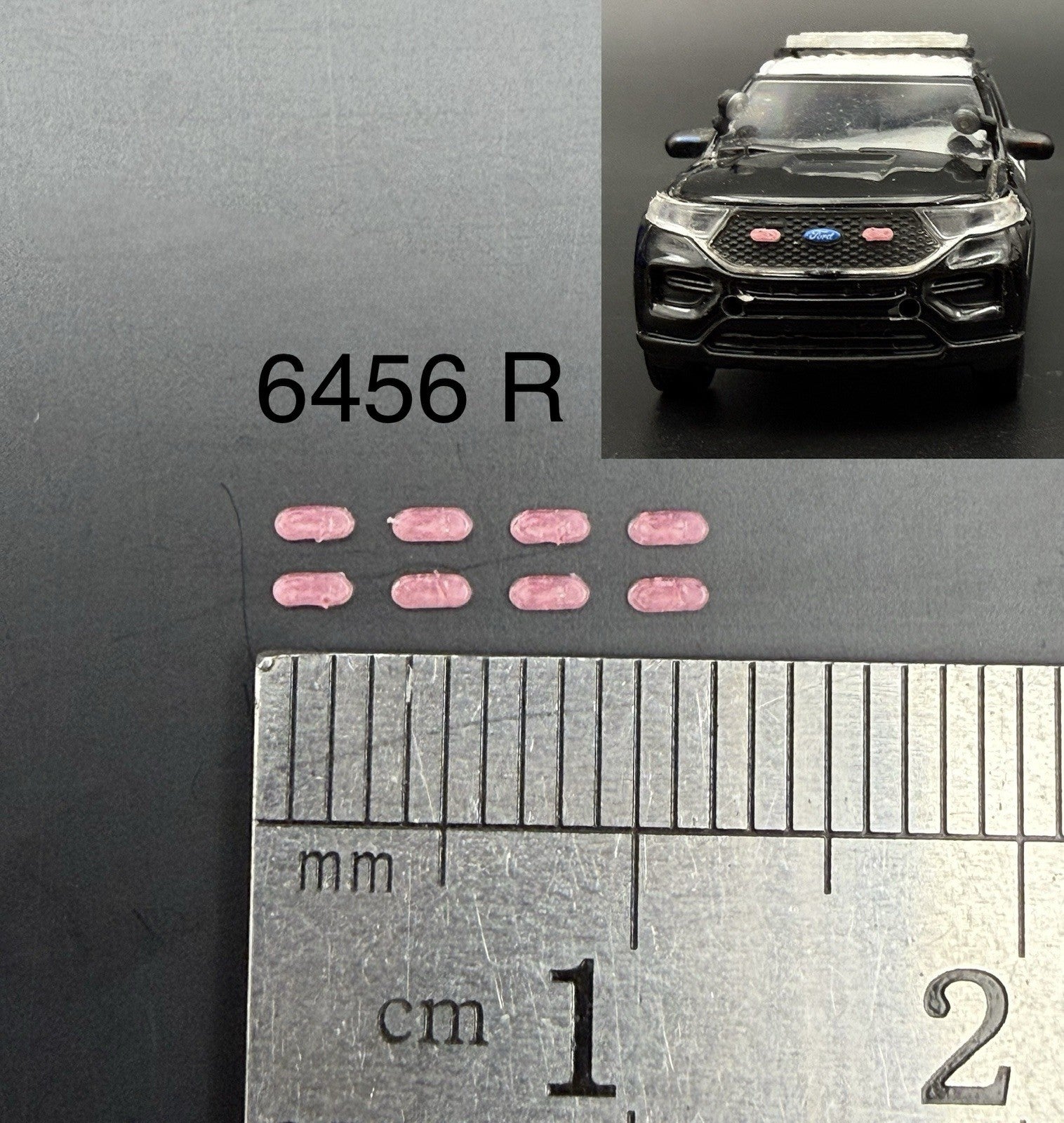 8 Pack 1/64 Scale Red Grille Light Pod License Plate Police 6456R0