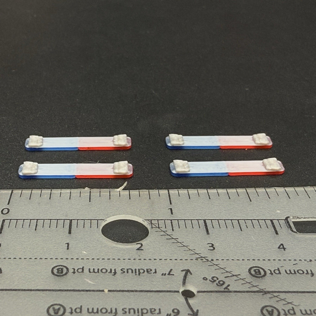 4 Pack 1/87 HO Scale Blue Red LED Style Long Whelen Lightbar Police 87061