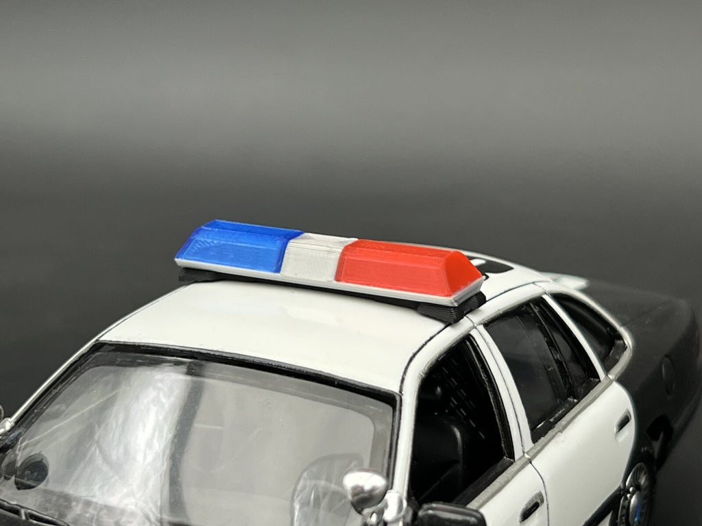 1/24 25 27 Blue Chrome Red Code 3 LP6000 Lightbar W Internal Lens Police Sheriff12