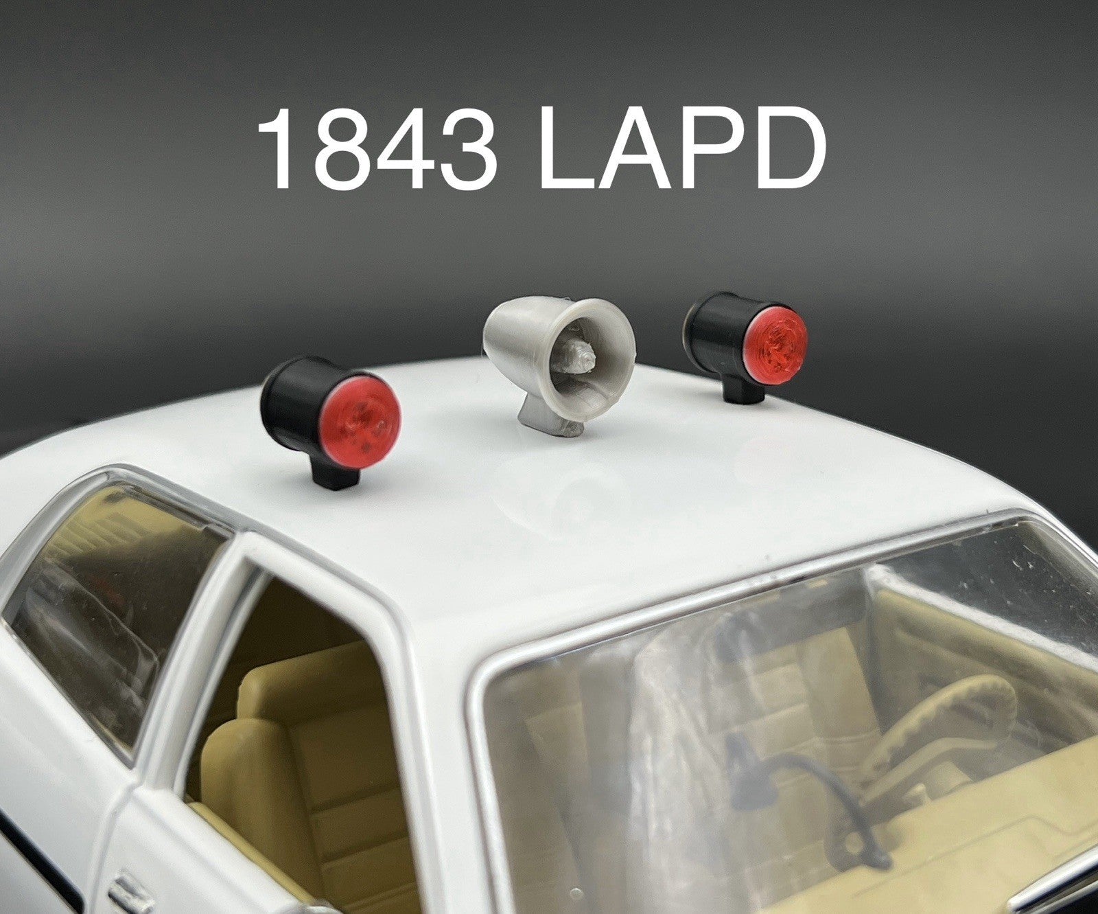1/18 Scale LAPD Adam 12 Can Lights Siren Trio T2 Los Angeles Police Red Lightbar0
