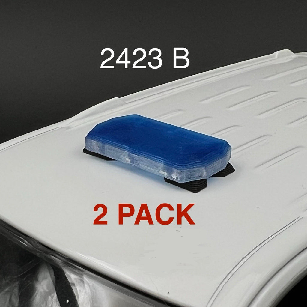 2 Pack 1/24 25 Mini Code 3 2700 Lightbar Blue Top Cover Police Sheriff Fire0