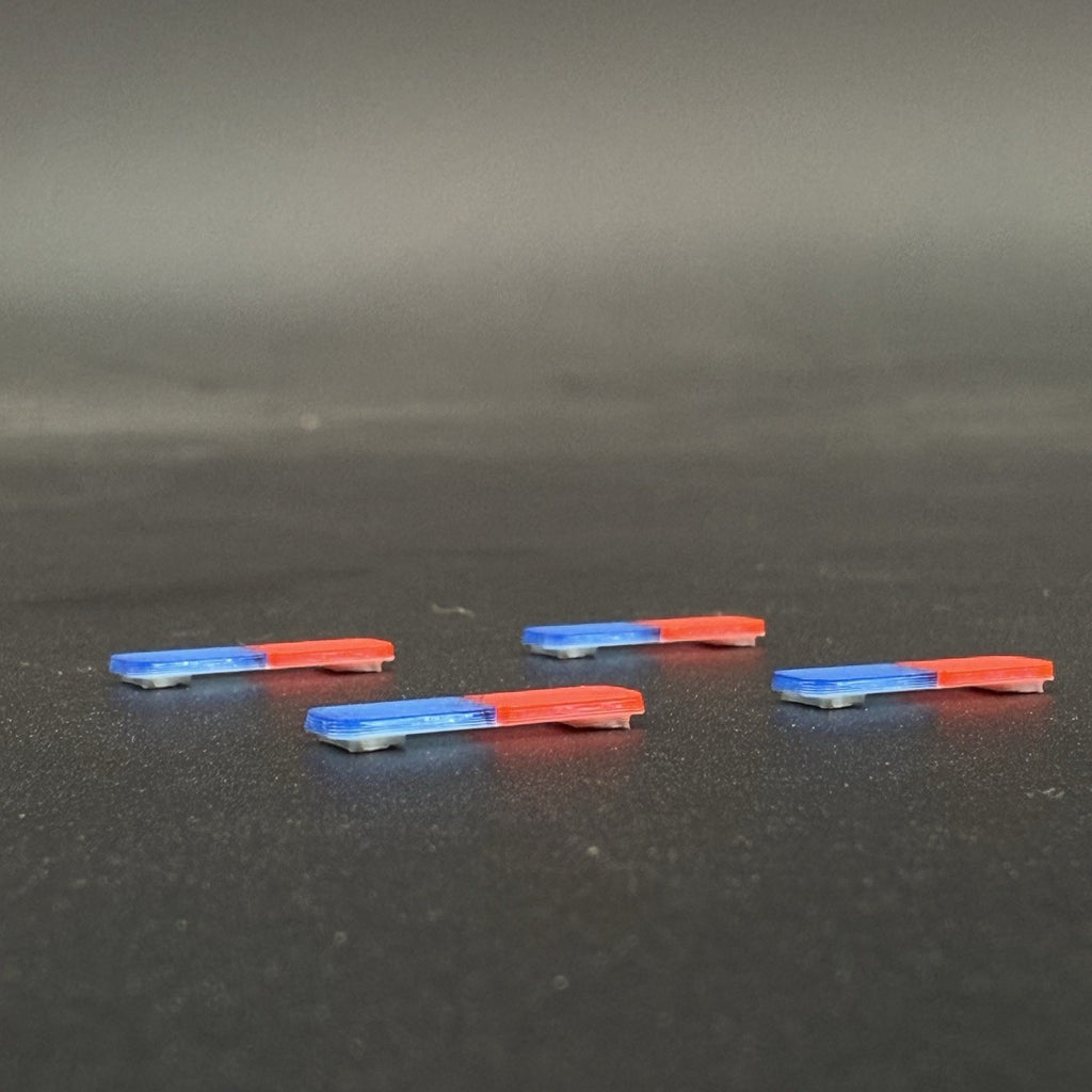 4 Pack 1/87 HO Scale Blue Red LED Style Whelen Lightbar Police Car 87012