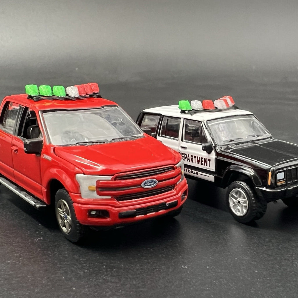 2 Pack 1/64 Chicago Fire CFD Green Red Vector Vision Lightbar SUV Truck Engine4
