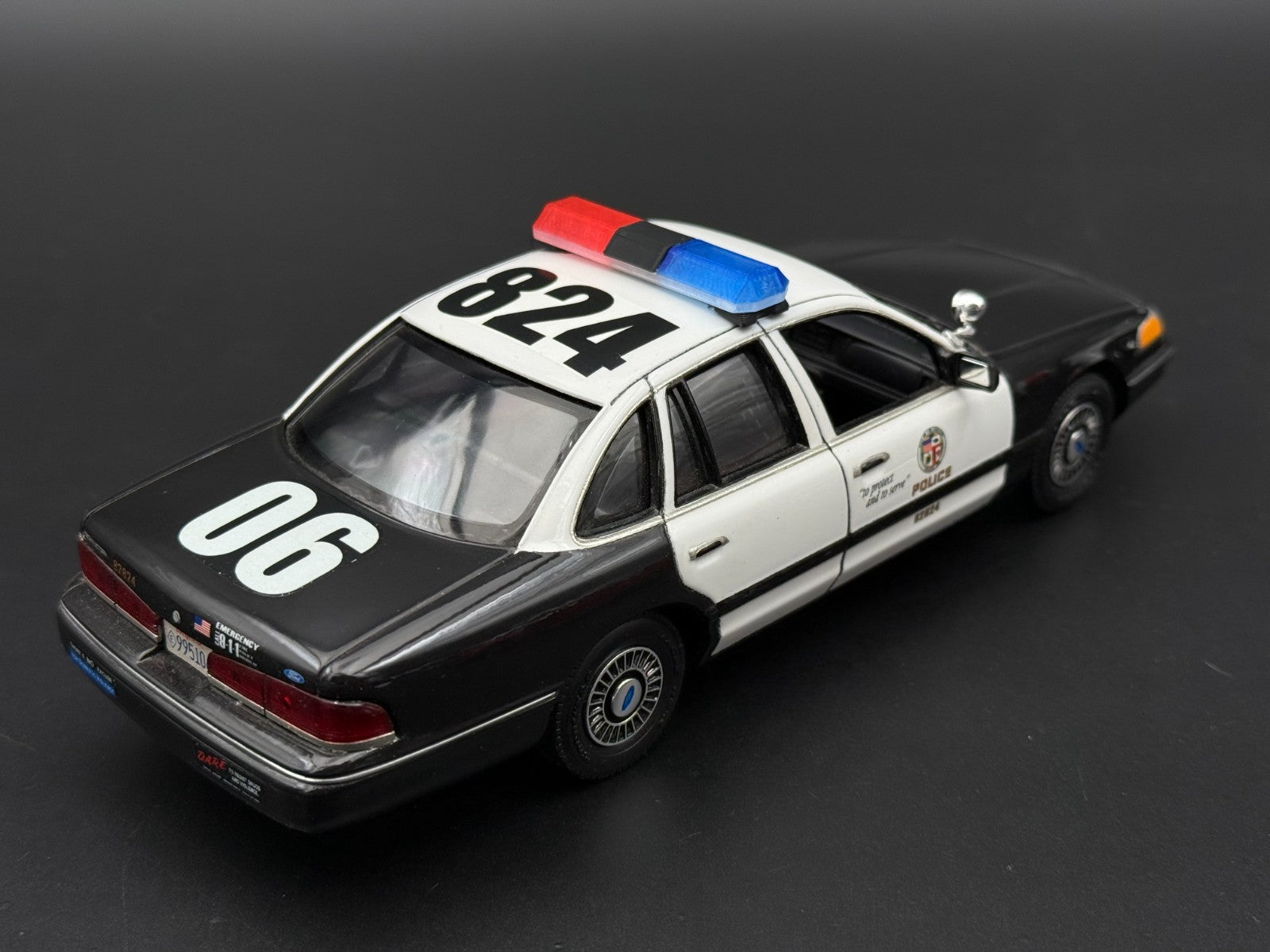 1/24 25 Scale Model Blue Red Black Code 3 Excalibur Lightbar Police 2415BRBLACK10