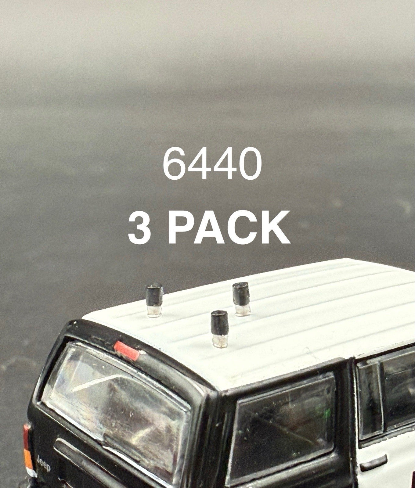 3-Pack 1/64 Scale Model Black Silver Low Profile Stubby Antenna Police Fire 64400