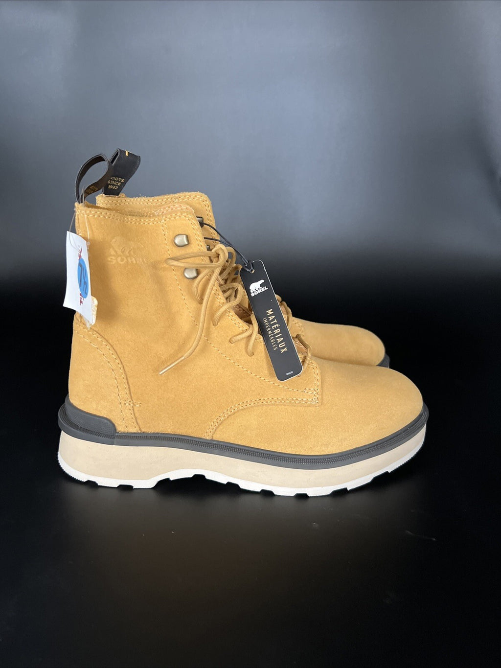SOREL Women Hi-Line Platform Combat Boots Tan Waterproof Leather Size 7.5 New1