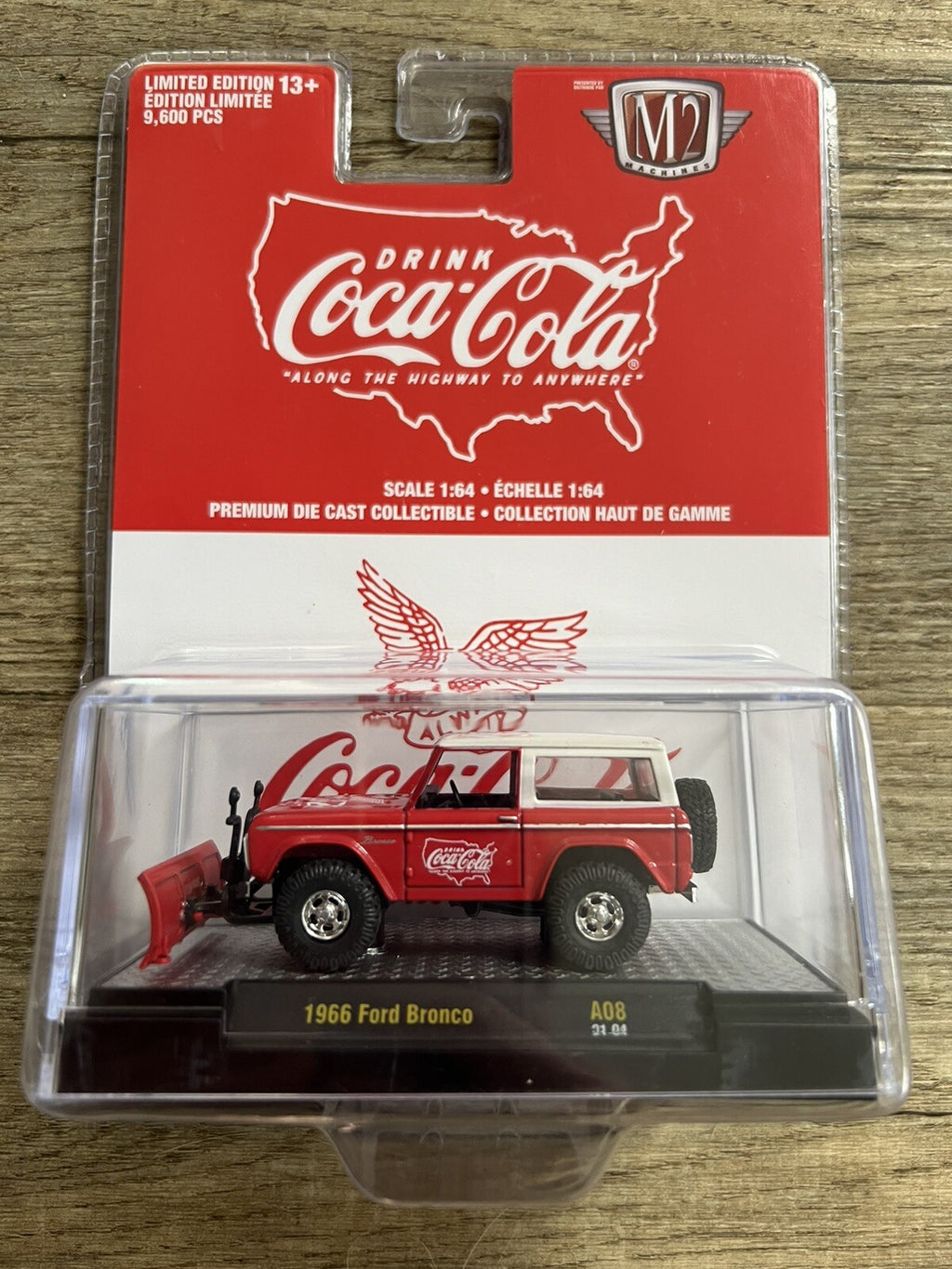 M2 Machines 1:64 1966 Ford Bronco Snow Plow A08 Coca-Cola0