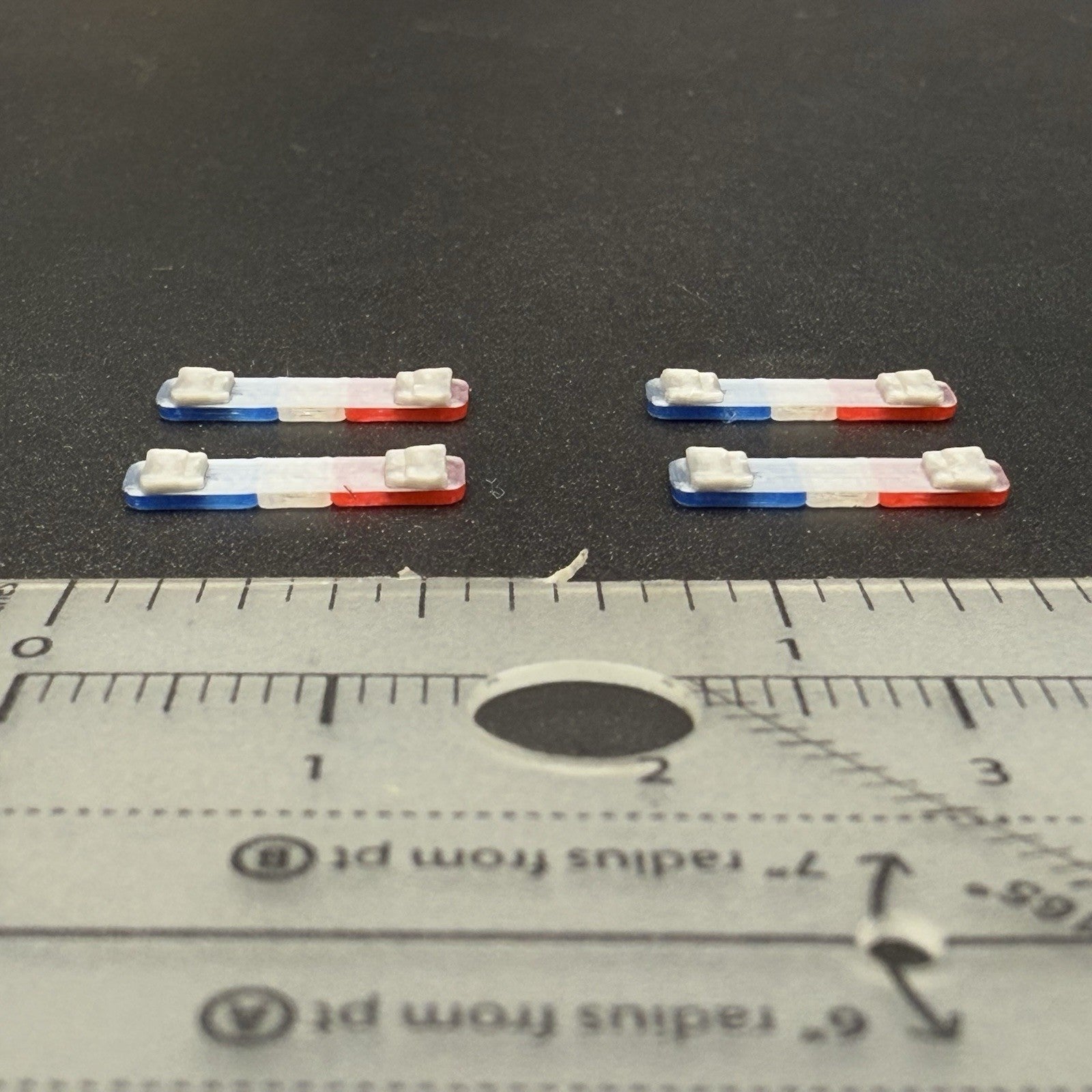 4-Pack 1/87 HO Scale Blue Clear Red LED Style Whelen Lightbar Police Car 8701BCR1