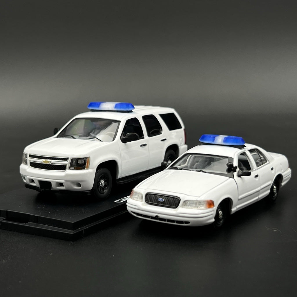 2 Pack 1/43 Blue SUV + Sedan Vista Lightbar Police Sheriff Fire European3