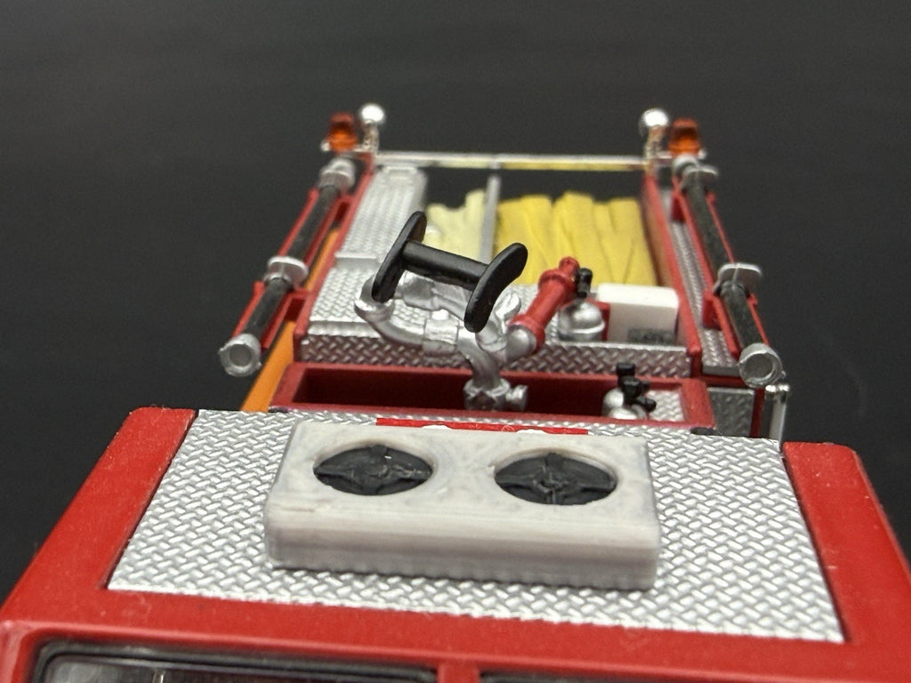 1/64 Scale Model AC Unit Dual Fans Fire Truck RV Command Post 6451 Silver2