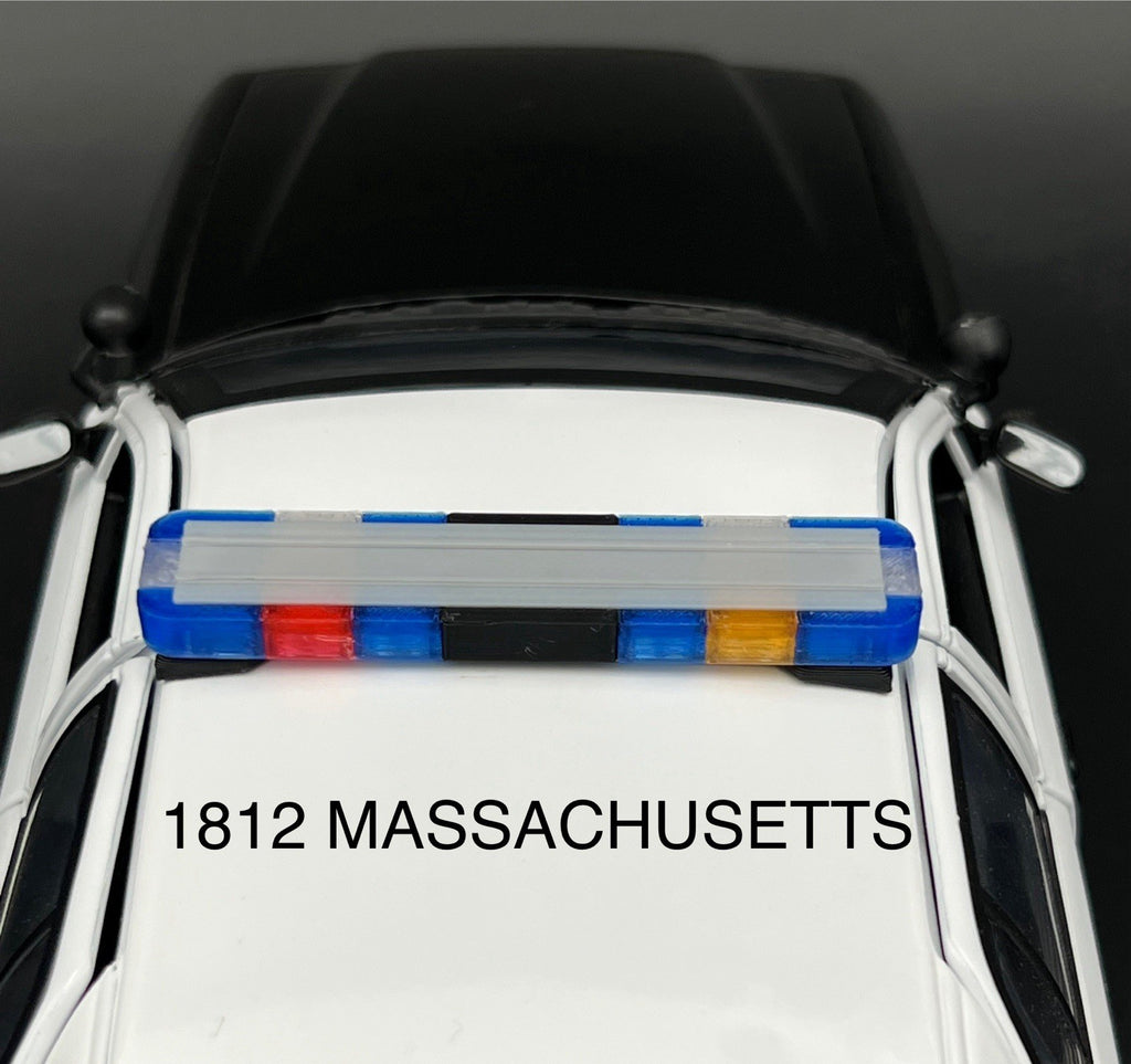 1/18 LED Ready Whelen Edge Massachusetts Police Lightbar Blue Clear Amber Red0
