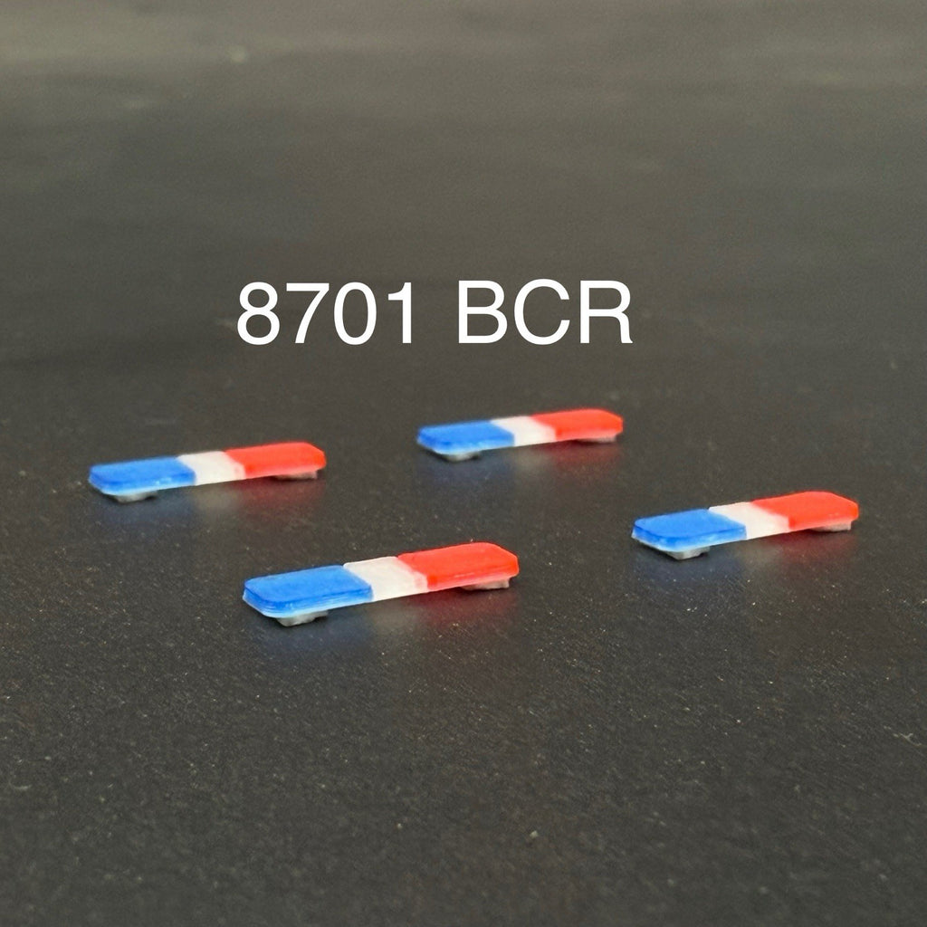4-Pack 1/87 HO Scale Blue Clear Red LED Style Whelen Lightbar Police Car 8701BCR0