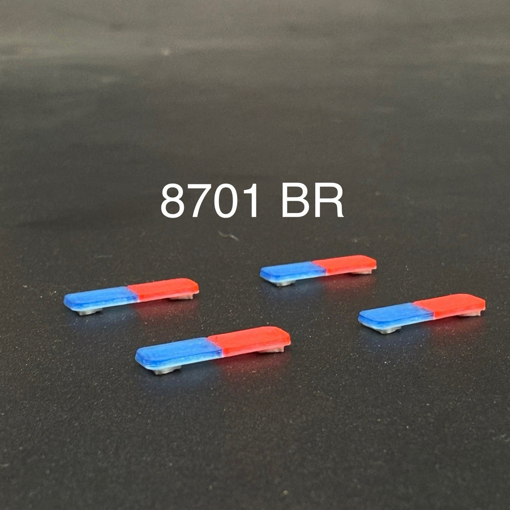 4 Pack 1/87 HO Scale Blue Red LED Style Whelen Lightbar Police Car 87010