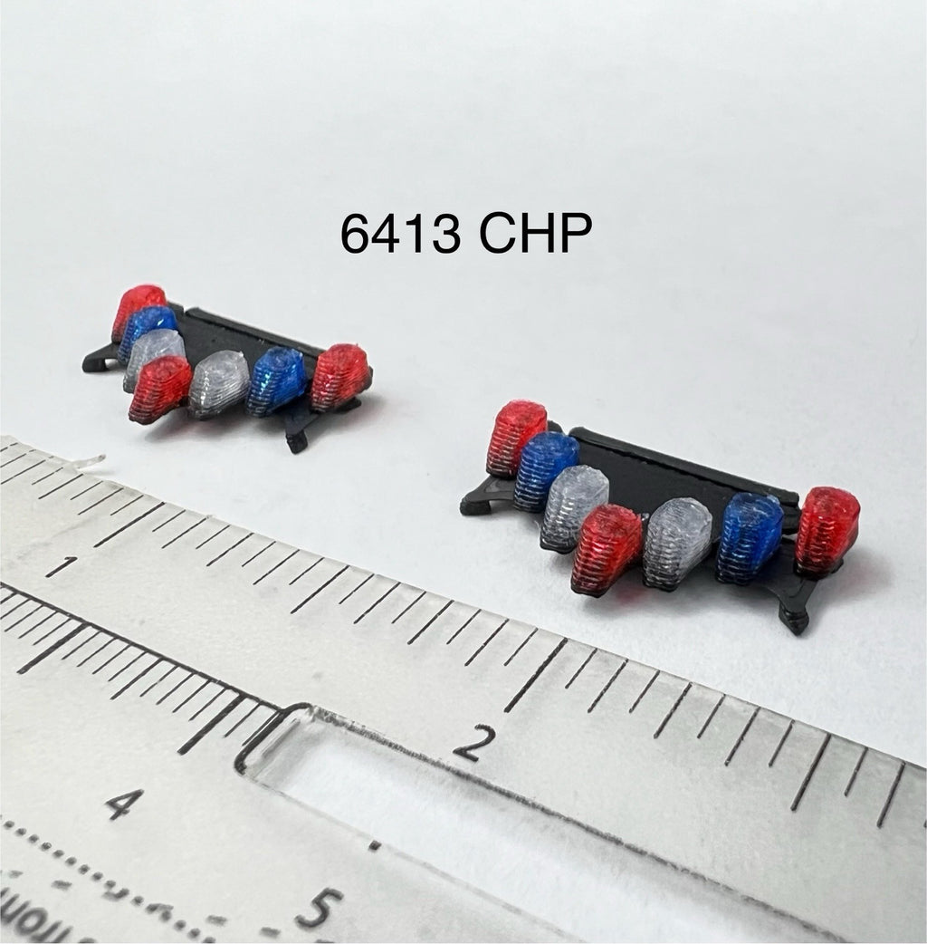 2-Pack 1/64 Scale Blue Red Vector Lightbar California Highway Patrol 6413 CHP0